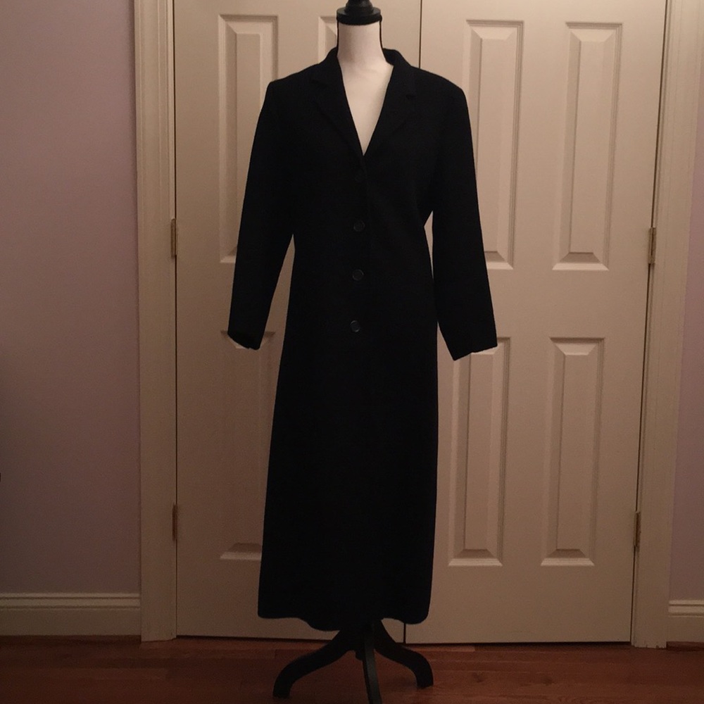 light boiled wool duster, long coat black